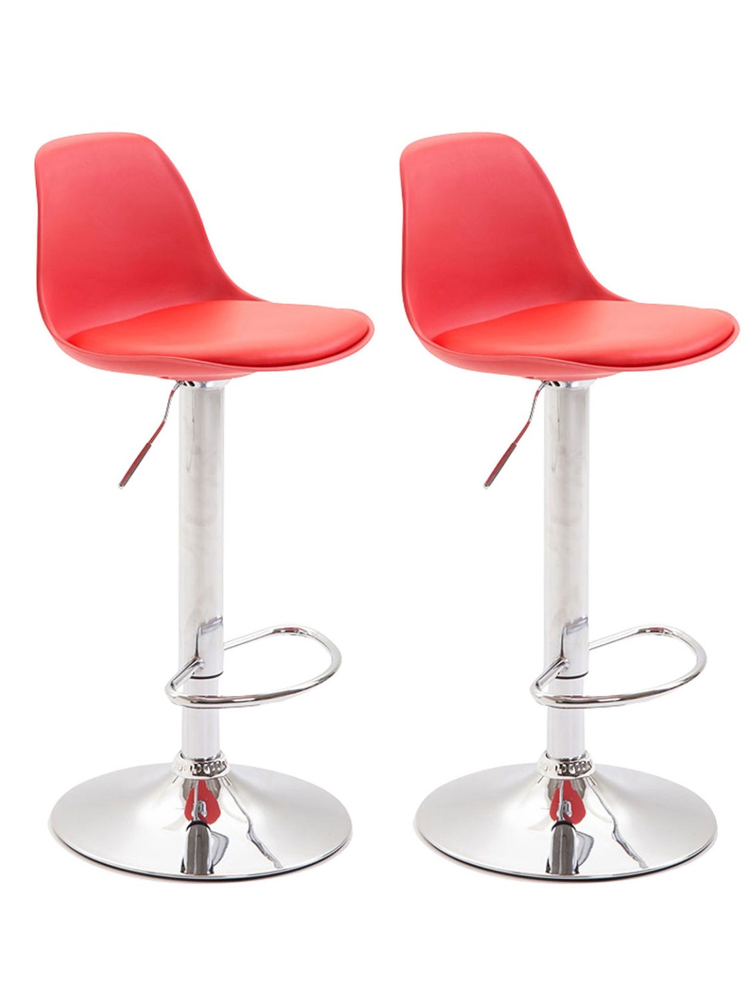 Sæt med 2 barstole Kiel plastik krom, rød