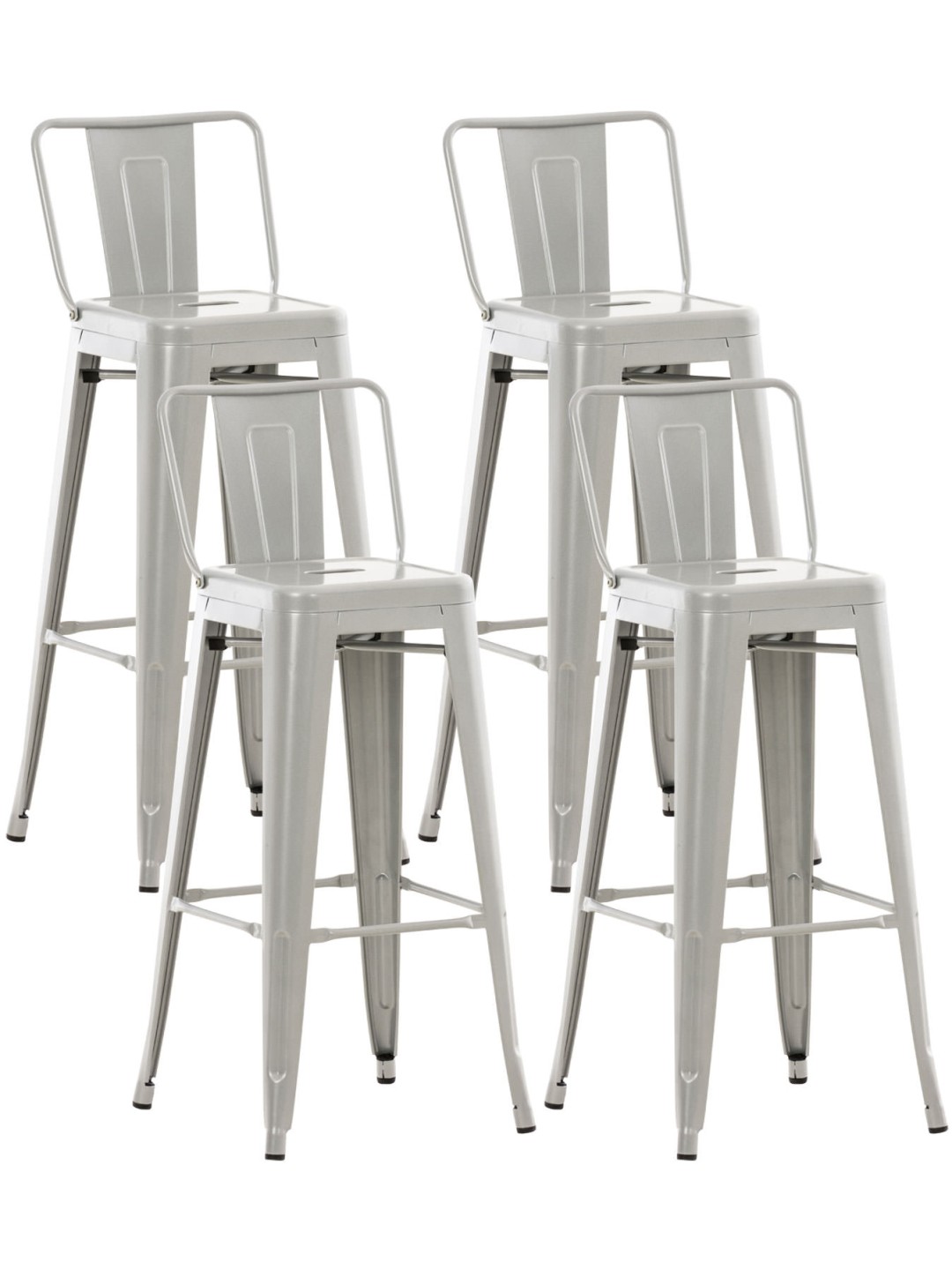 Sæt med 4 barstole Mason, sølv