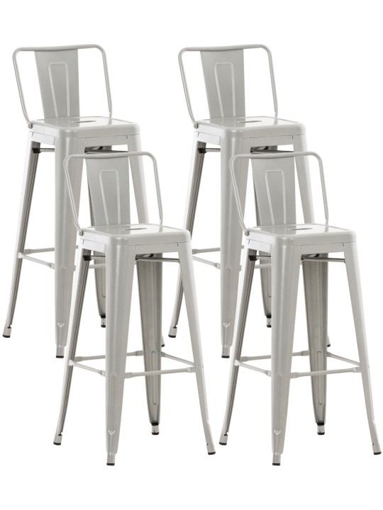 Sæt med 4 barstole Mason, sølv