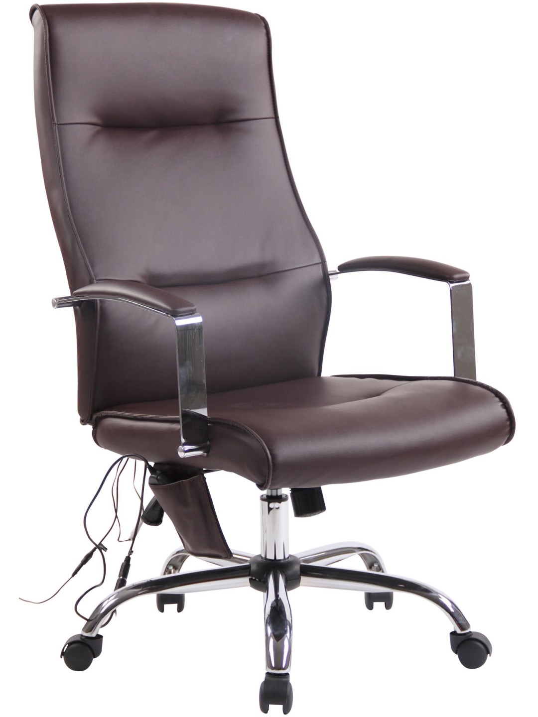 Portland kontorstol i imiteret læder med massagefunktion, brun