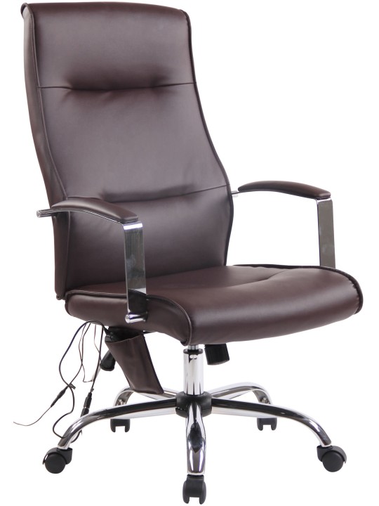 Portland kontorstol i imiteret læder med massagefunktion, brun