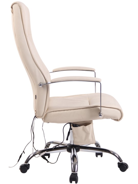 Portland kontorstol i imiteret læder med massagefunktion, creme