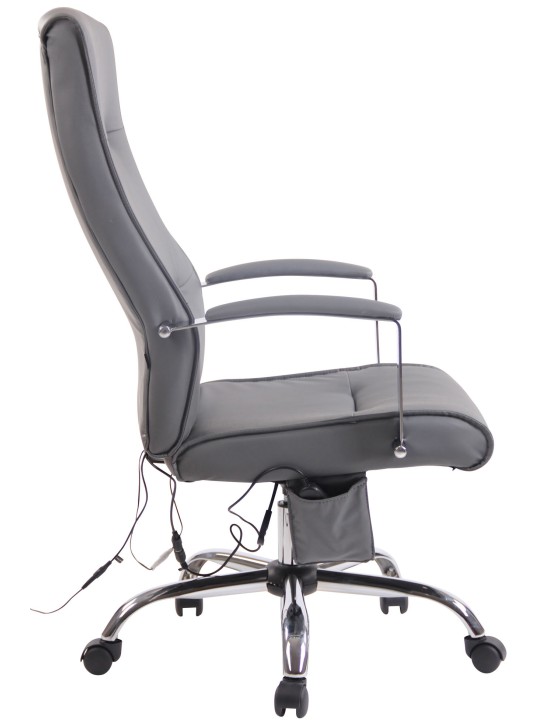 Portland kontorstol i imiteret læder med massagefunktion, grå