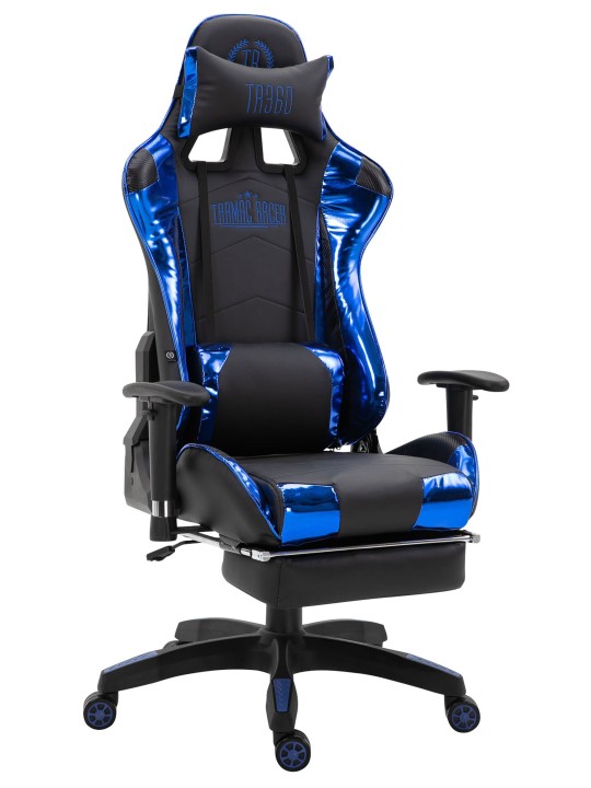Racing kontorstol Turbo med fodstøtte blank, sort/blå
