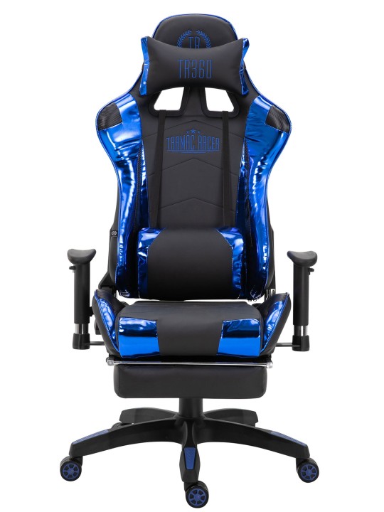 Racing kontorstol Turbo med fodstøtte blank, sort/blå