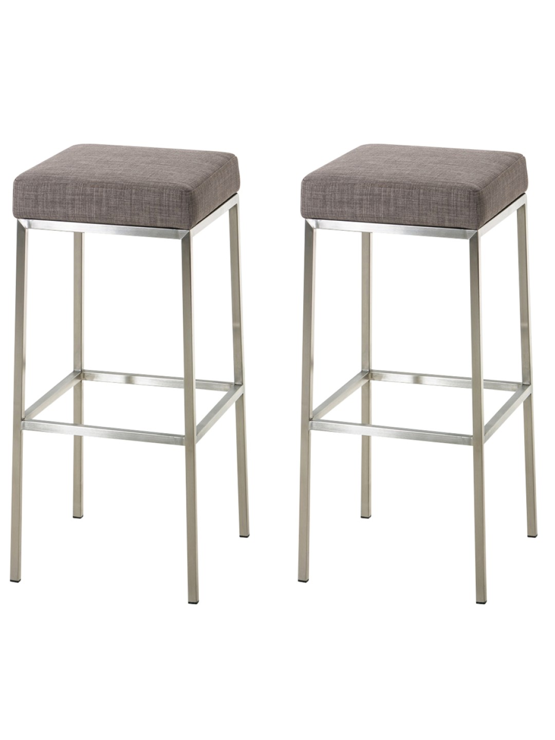 Sæt med 2 barstole Montreal 85 stof rustfrit stål, grå