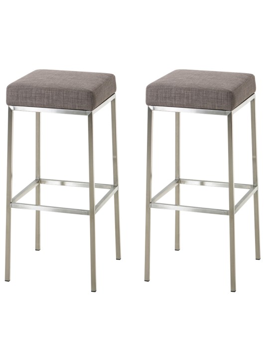 Sæt med 2 barstole Montreal 85 stof rustfrit stål, grå