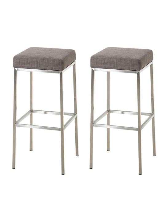 Sæt med 2 barstole Montreal 80 stof rustfrit stål, grå