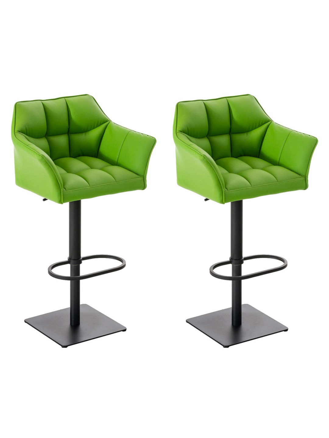 Sæt med 2 barstole Damaso imiteret læder, grøn