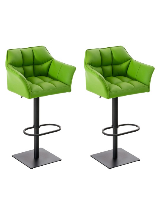 Sæt med 2 barstole Damaso imiteret læder, grøn
