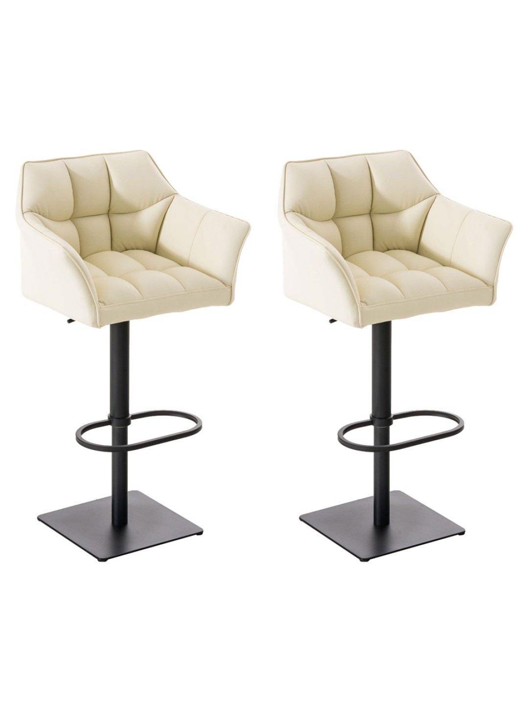 Sæt med 2 barstole Damaso imiteret læder, creme