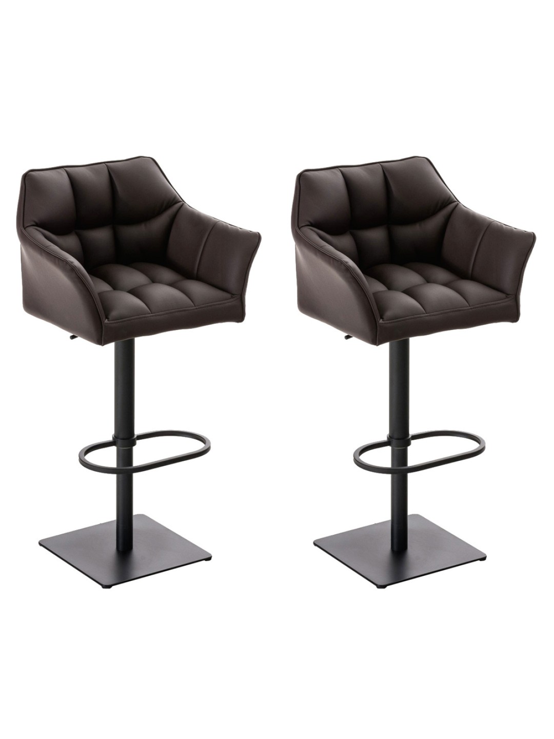 Sæt med 2 barstole Damaso imiteret læder, brun