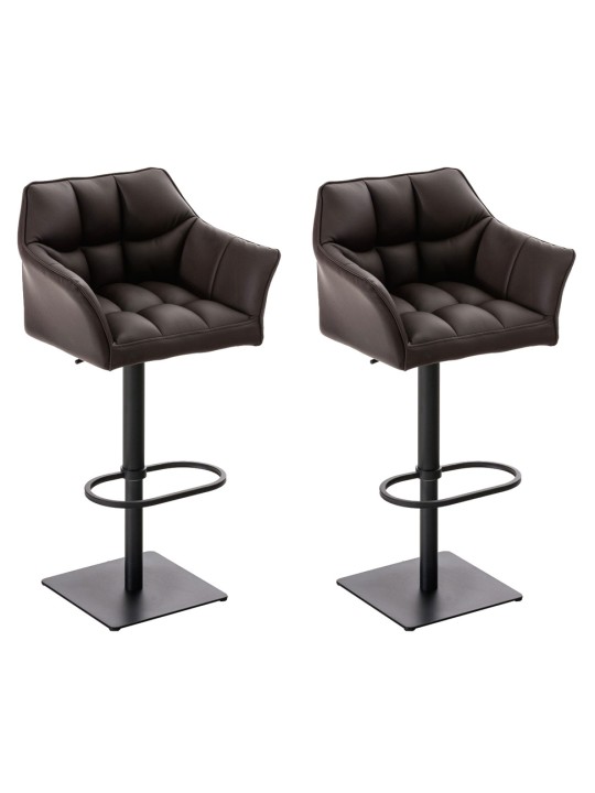 Sæt med 2 barstole Damaso imiteret læder, brun