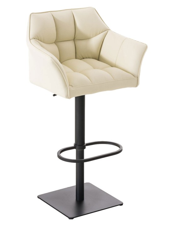 Sæt med 2 barstole Damaso imiteret læder, creme