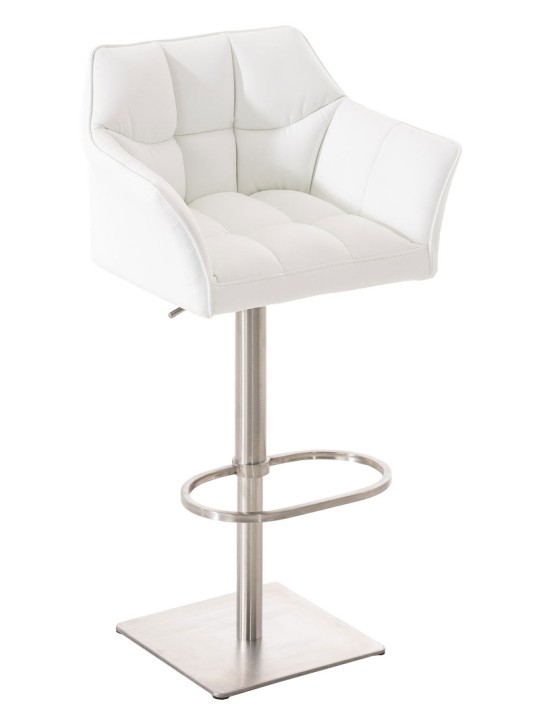 Sæt med 2 barstole Damaso imiteret læder rustfrit stål, hvid