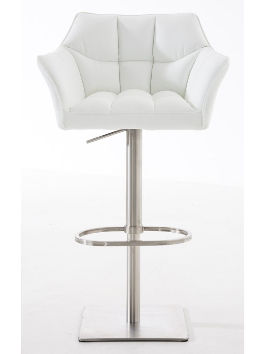 Sæt med 2 barstole Damaso imiteret læder rustfrit stål, hvid