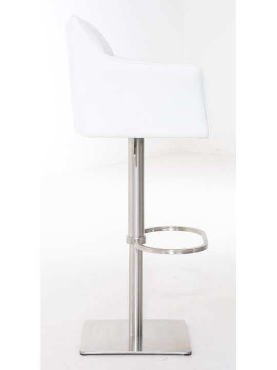 Sæt med 2 barstole Damaso imiteret læder rustfrit stål, hvid