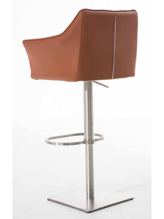 Sæt med 2 barstole Damaso imiteret læder rustfrit stål, lysebrun