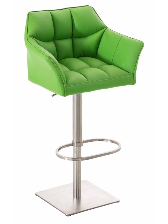 Sæt med 2 barstole Damaso imiteret læder rustfrit stål, grøn Sæt med 2 barstole Damaso imiteret læder rustfrit stål, grøn