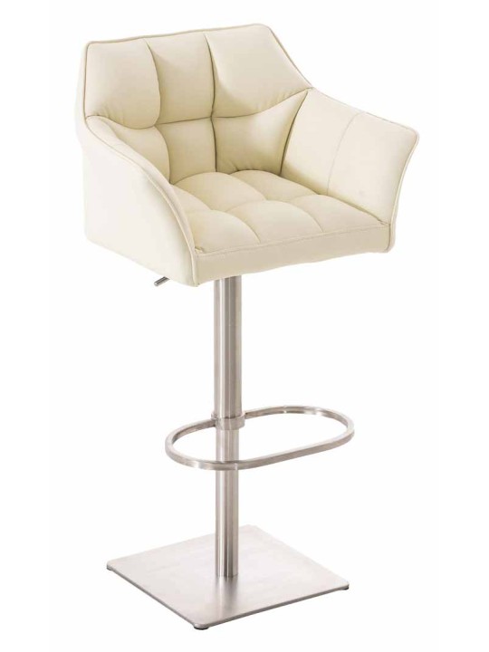 Sæt med 2 barstole Damaso imiteret læder rustfrit stål, creme Sæt med 2 barstole Damaso imiteret læder rustfrit stål, creme
