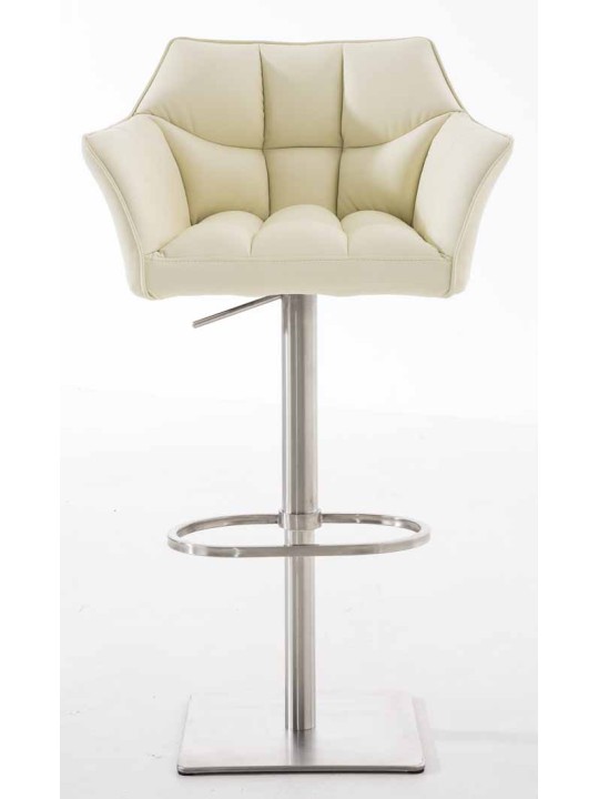 Sæt med 2 barstole Damaso imiteret læder rustfrit stål, creme Sæt med 2 barstole Damaso imiteret læder rustfrit stål, creme