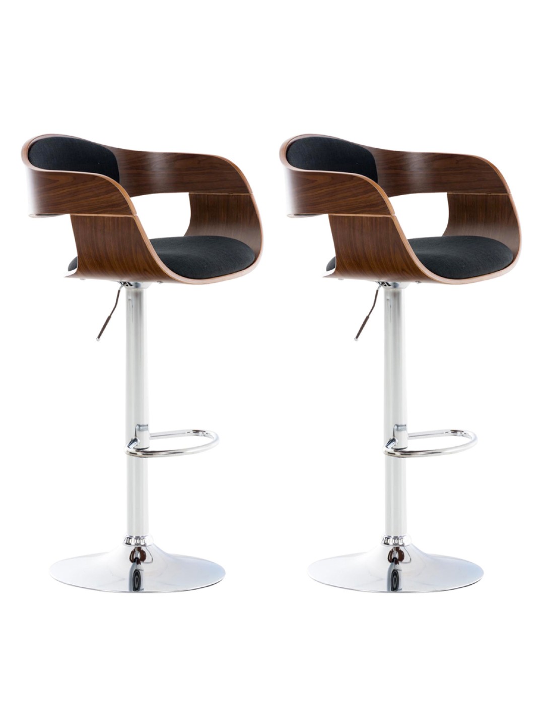 Sæt med 2 barstole Kingston C stof, valnød/sort