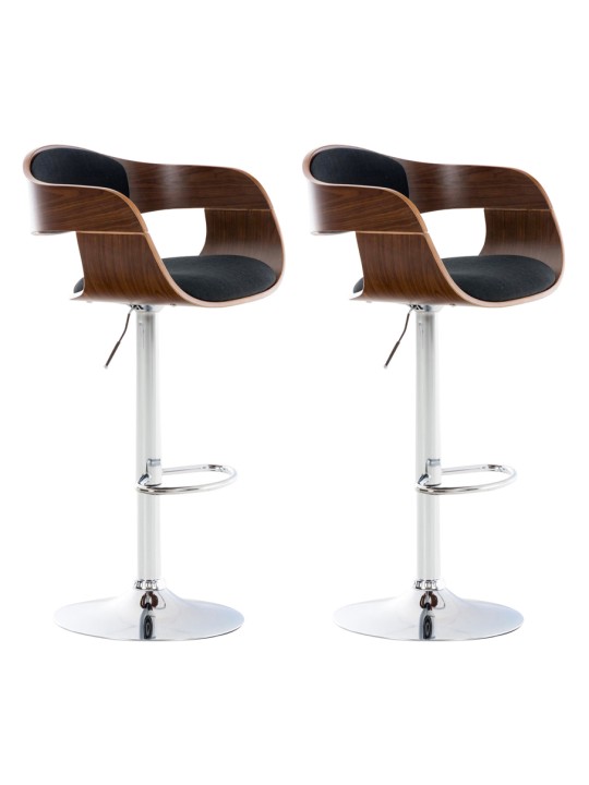 Sæt med 2 barstole Kingston C stof, valnød/sort