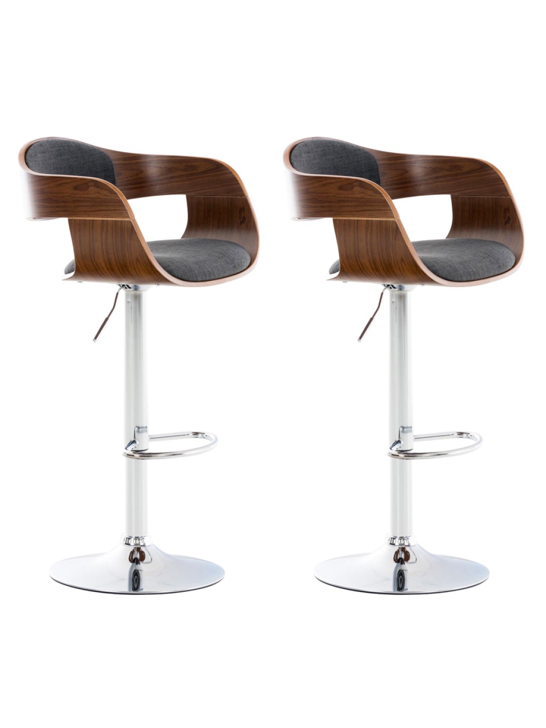 Sæt med 2 barstole Kingston C stof, valnød/mørkegrå