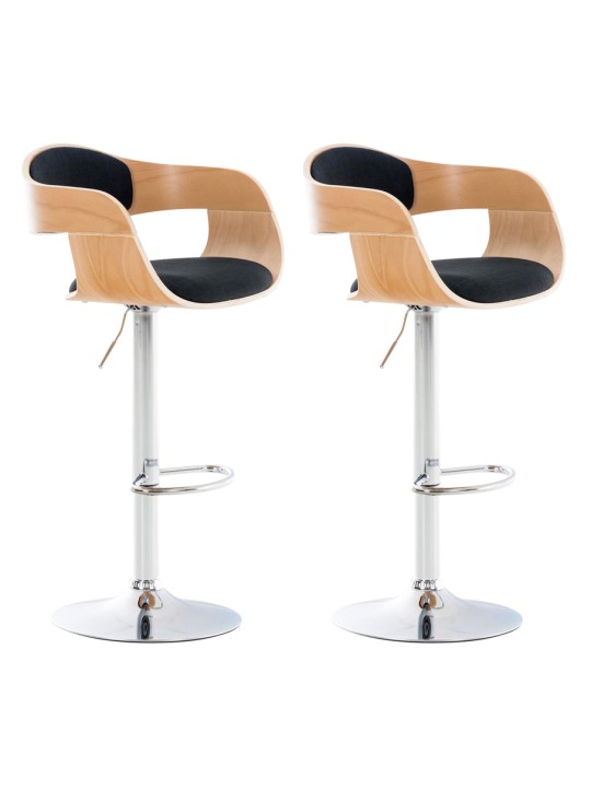 Sæt med 2 barstole Kingston C stof, natur/sort