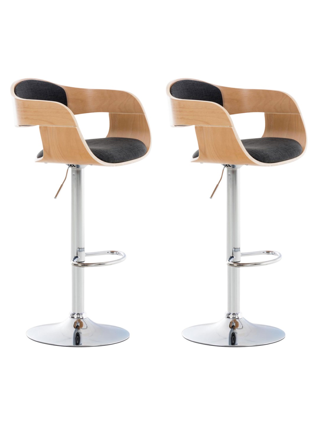 Sæt med 2 barstole Kingston C stof, natur/mørkegrå