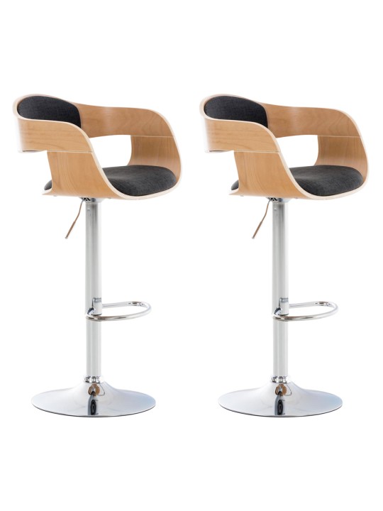 Sæt med 2 barstole Kingston C stof, natur/mørkegrå