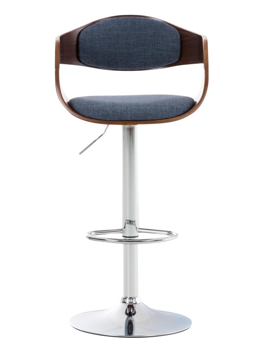 Sæt med 2 barstole Kingston C stof, valnød/blå