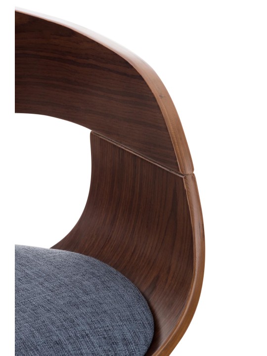 Sæt med 2 barstole Kingston C stof, valnød/blå