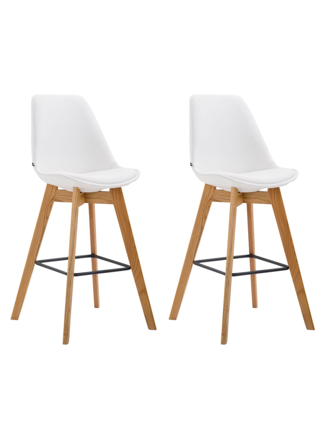 Sæt med 2 barstole Metz imiteret læder natur, hvid