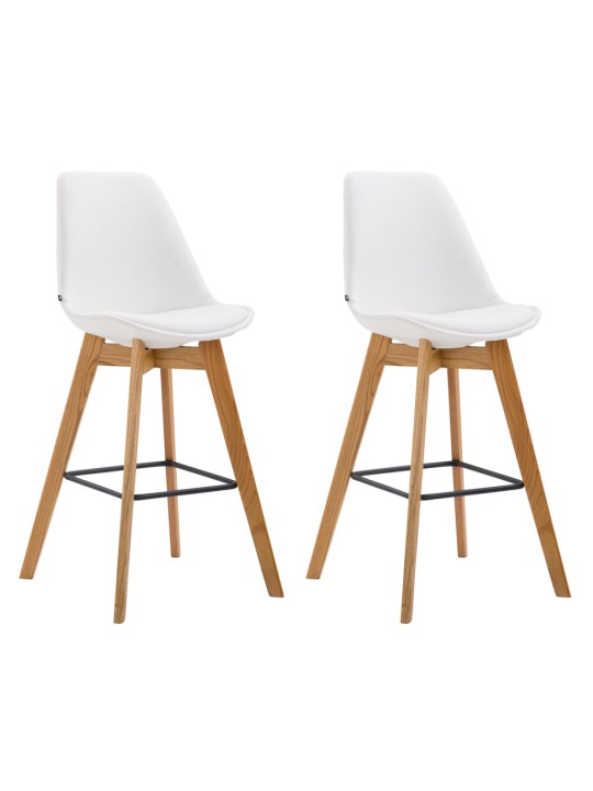 Sæt med 2 barstole Metz imiteret læder natur, hvid