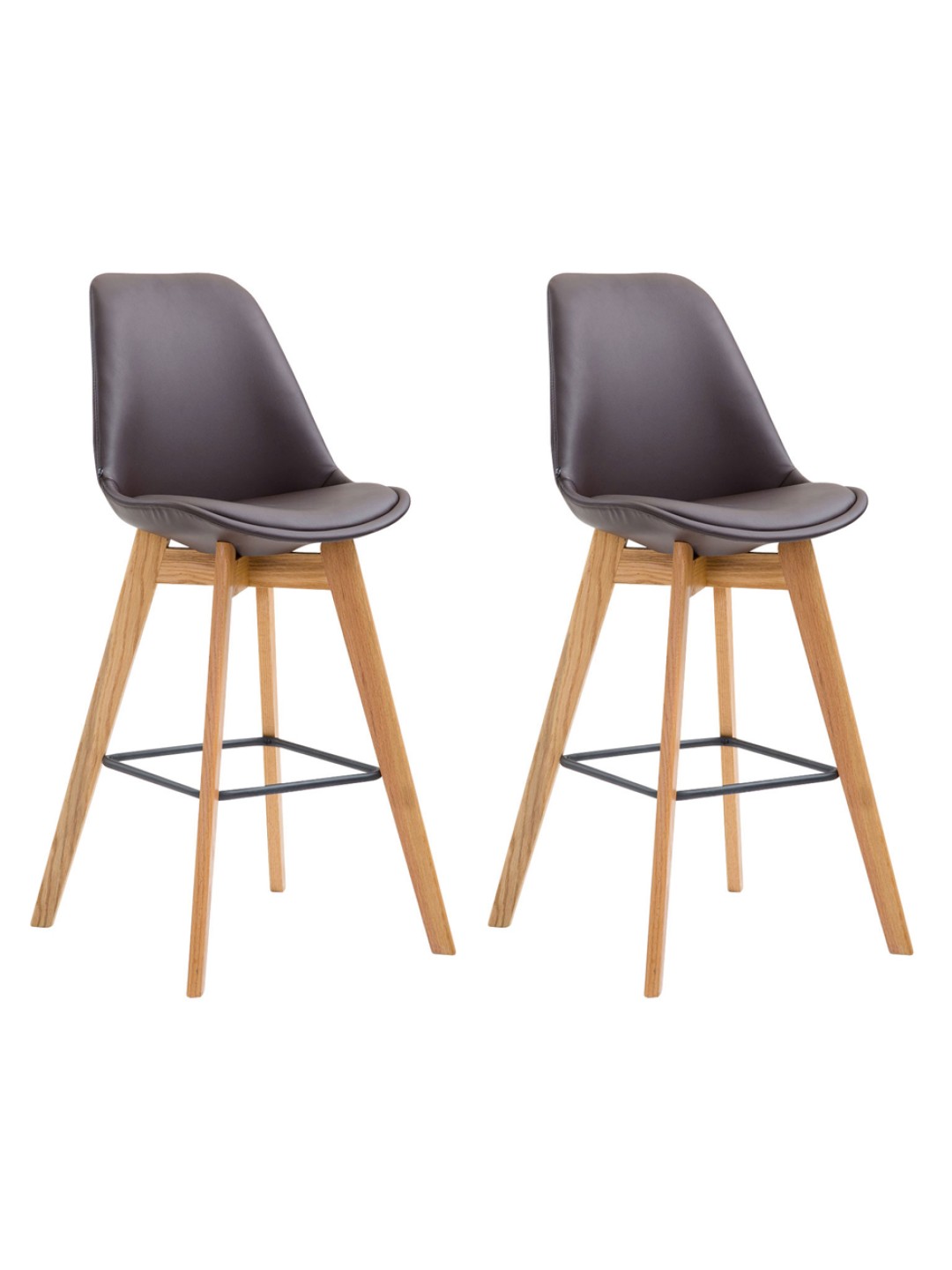 Sæt med 2 barstole Metz imiteret læder natur, brun