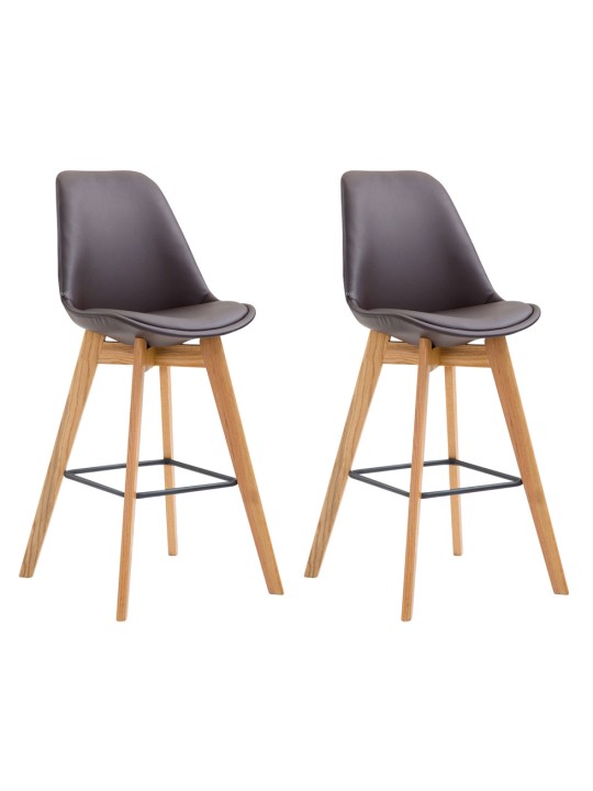 Sæt med 2 barstole Metz imiteret læder natur, brun