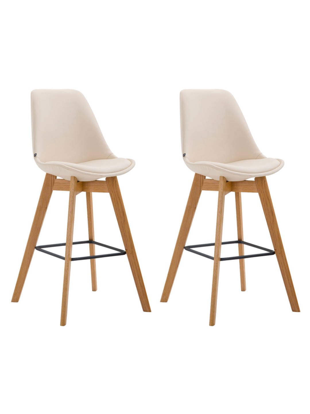 Sæt med 2 barstole Metz imiteret læder natur, creme
