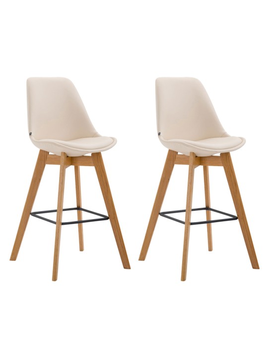 Sæt med 2 barstole Metz imiteret læder natur, creme