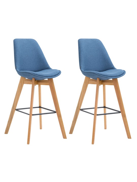 Sæt med 2 barstole Metz stof natur, blå