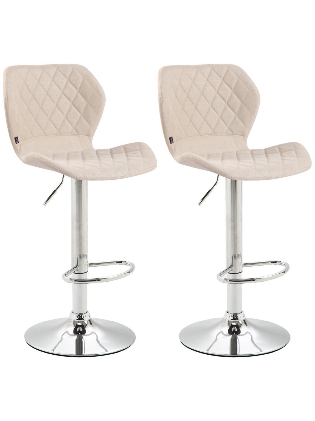 Sæt med 2 barstole Korkstof Krom, creme