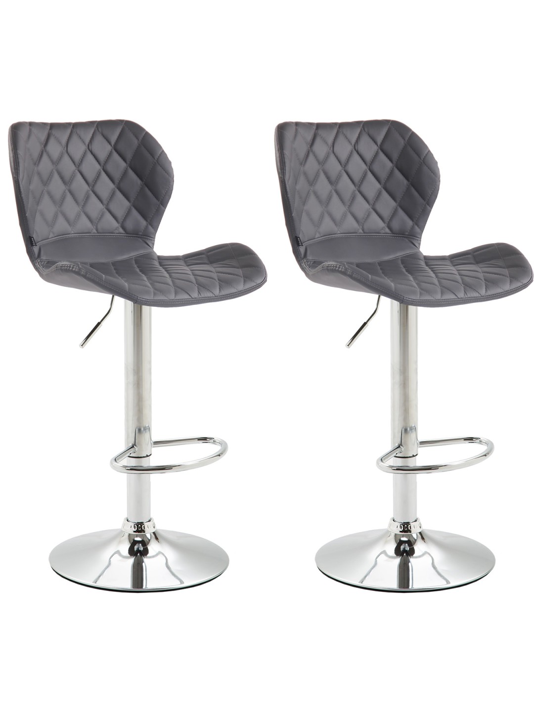 Sæt med 2 barstole kork kunstlæder krom, grå