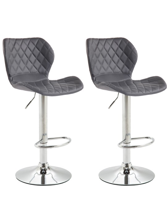 Sæt med 2 barstole kork kunstlæder krom, grå Sæt med 2 barstole kork kunstlæder krom, grå