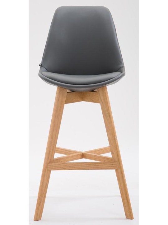 Sæt med 2 barstole Cannes imiteret læder natur, grå