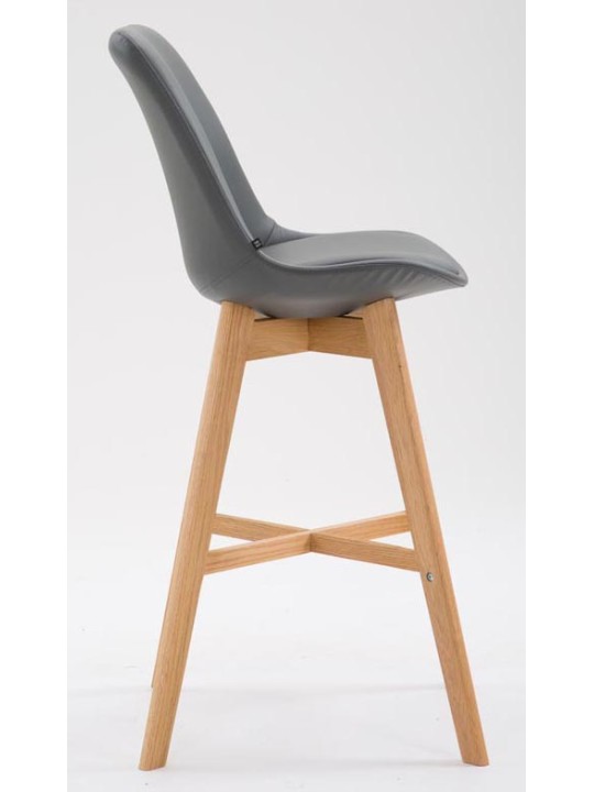 Sæt med 2 barstole Cannes imiteret læder natur, grå