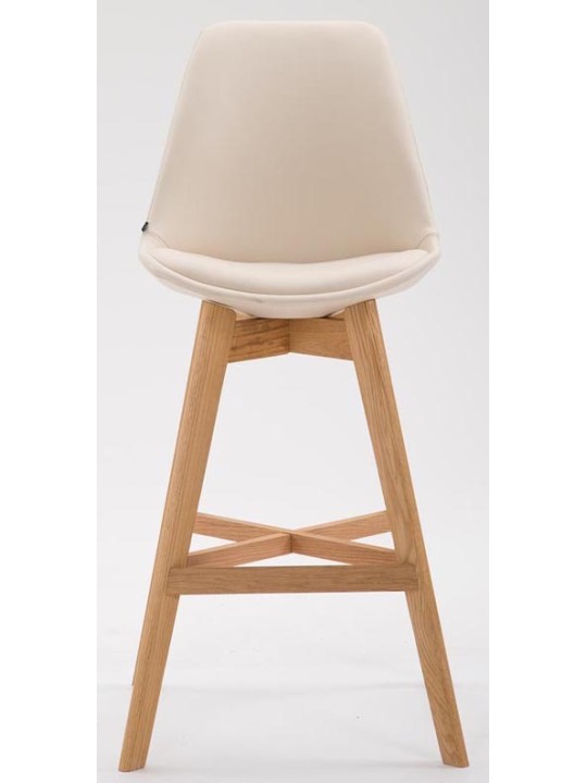 Sæt med 2 barstole Cannes imiteret læder natur, creme