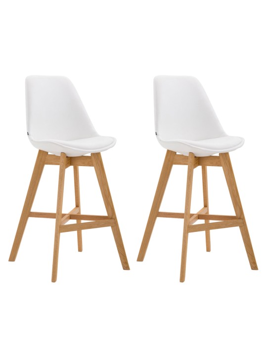 Sæt med 2 barstole Cannes imiteret læder natur, hvid