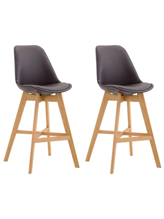 Sæt med 2 barstole Cannes imiteret læder natur, brun