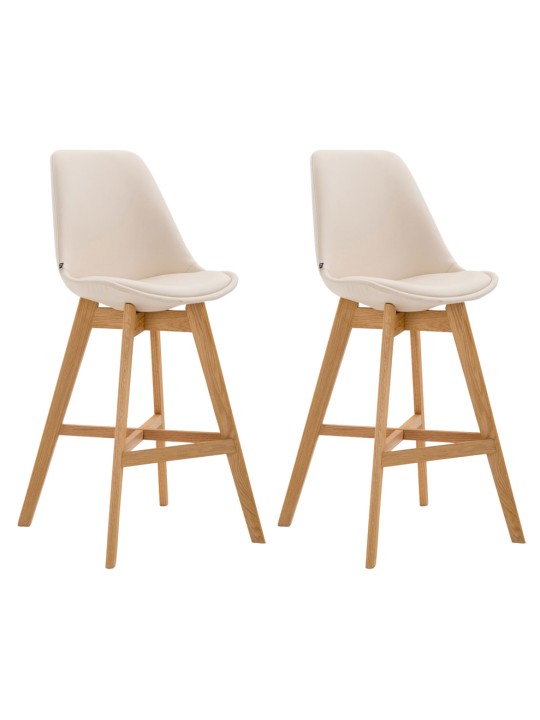Sæt med 2 barstole Cannes imiteret læder natur, creme