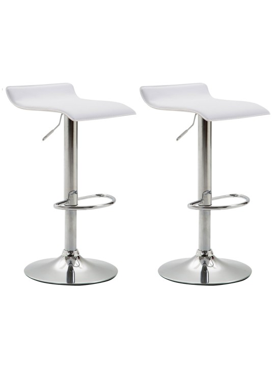 Sæt med 2 barstole Dyn V2 imiteret læder krom, hvid